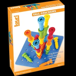 lauri Tall-Stackers™ Pegs & Pegboard Set< Building Toys