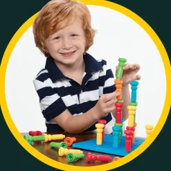 lauri Tall-Stackers™ Pegs & Pegboard Set< Building Toys